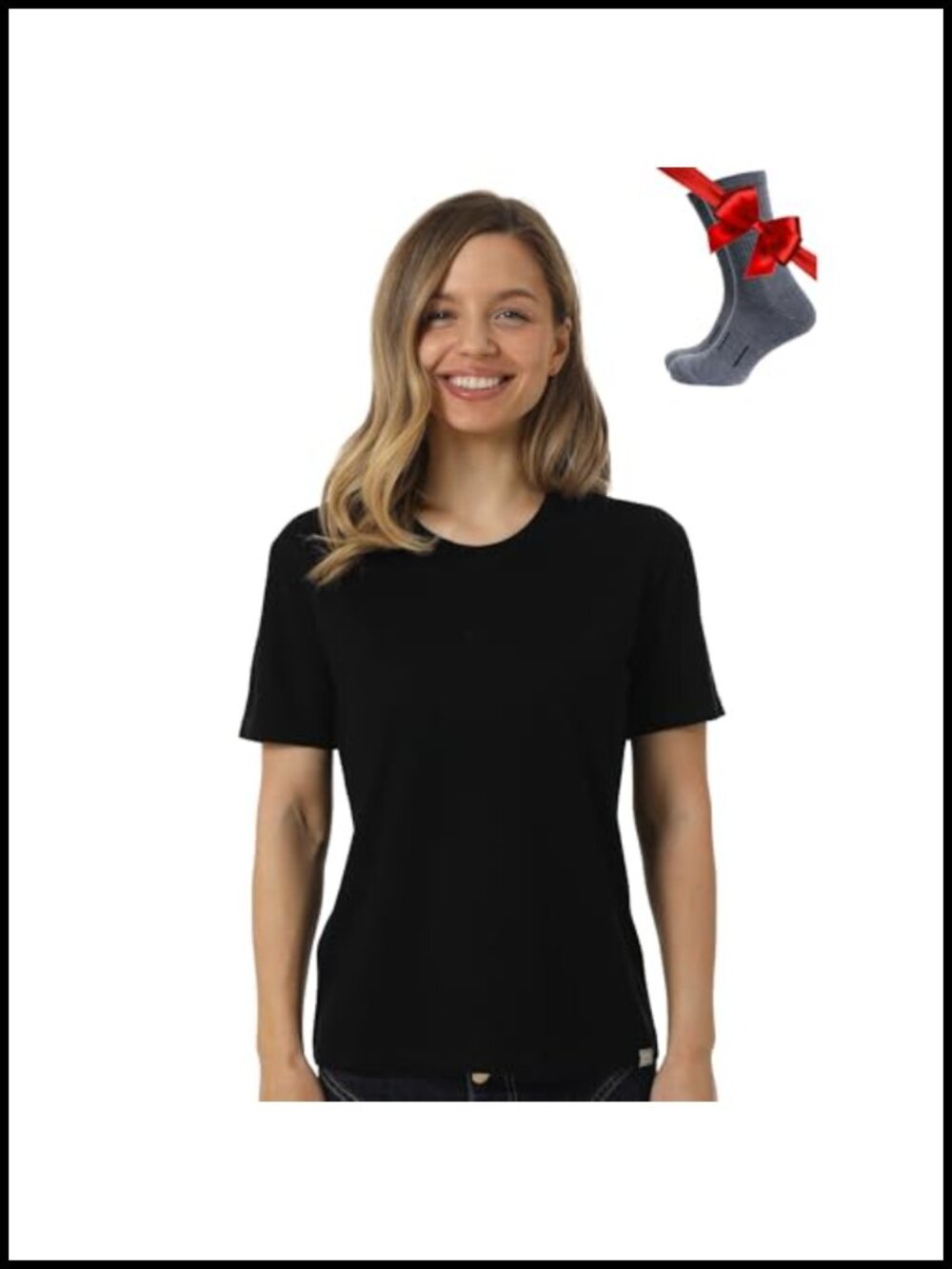 100% Merino Wool Women's Short Sleeve Tee with Hiking Socks
